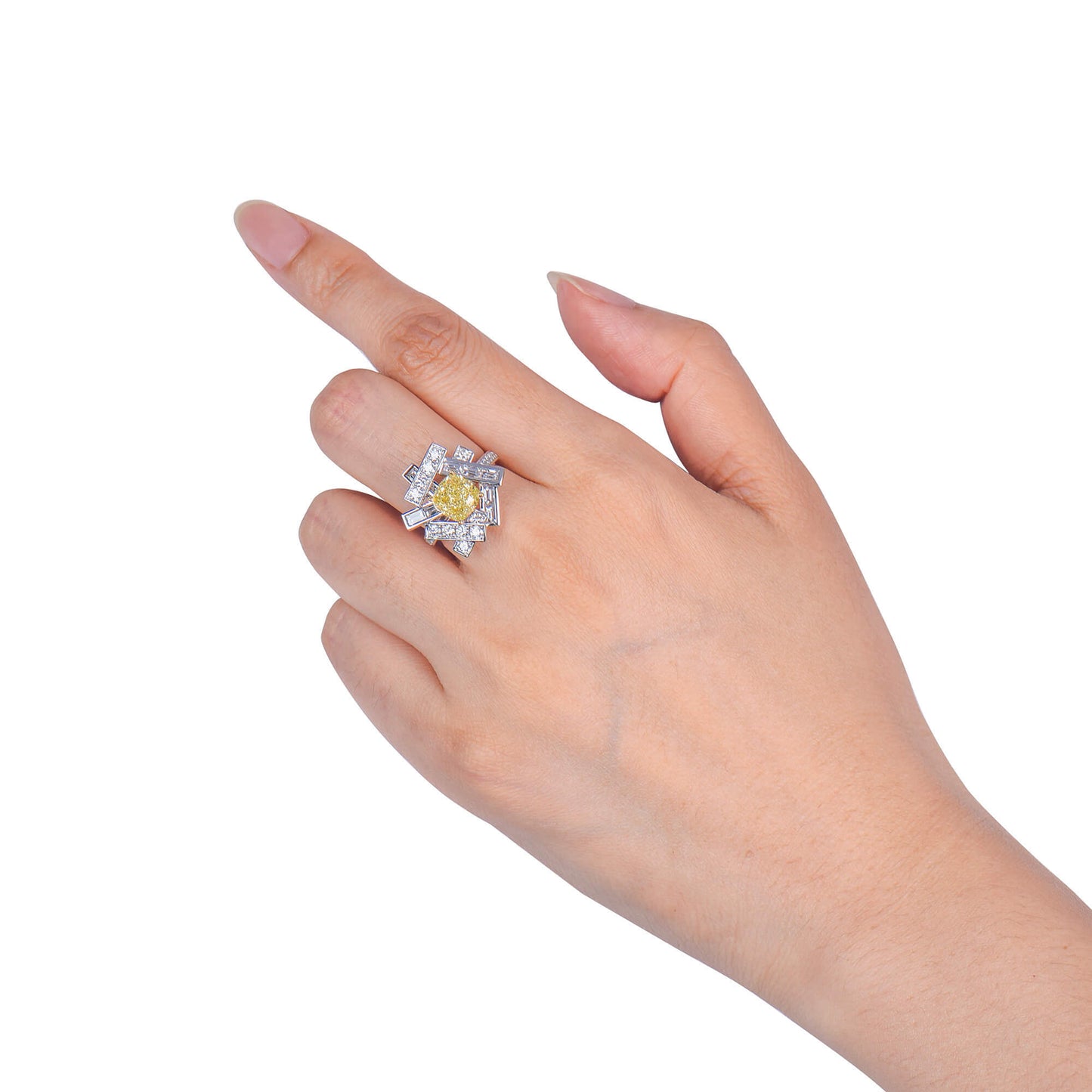 Fancy Yellow Diamond Ring, 4.93 Ct. TW, Cushion shape, GIA Certified