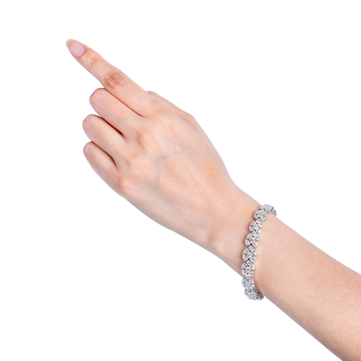 Natural Diamond Bracelet, 18K White Gold, 14.87 Ct. TW
