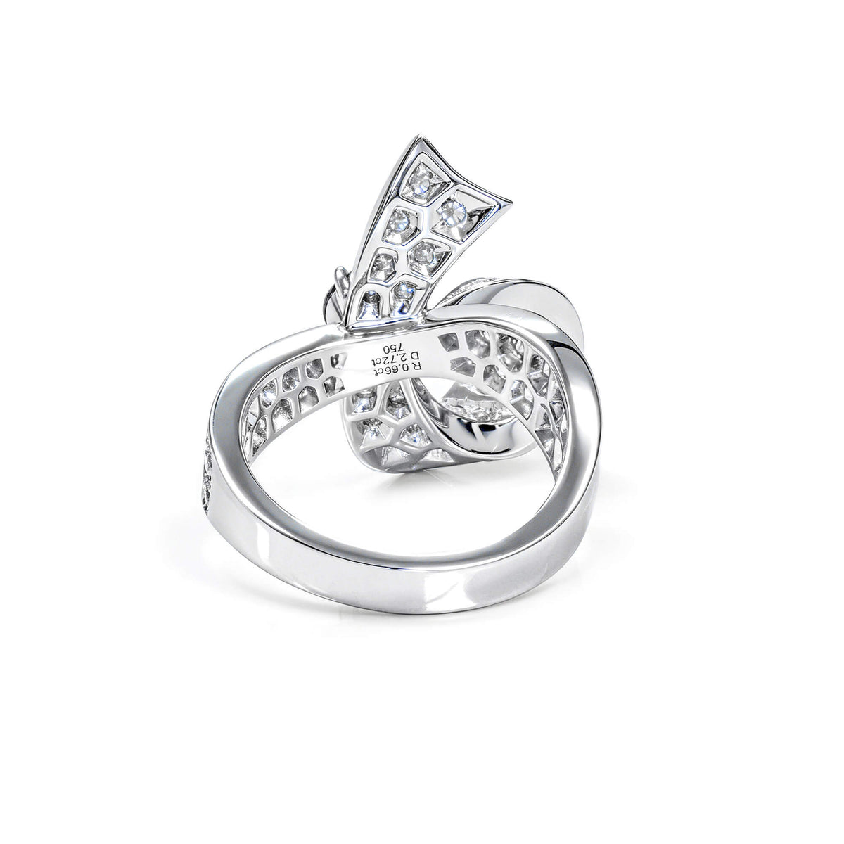 Natural 3.38 Ct. TW Unheated Burmese Vivid Red Ruby & Diamond Ribbon Ring, 18K White Gold