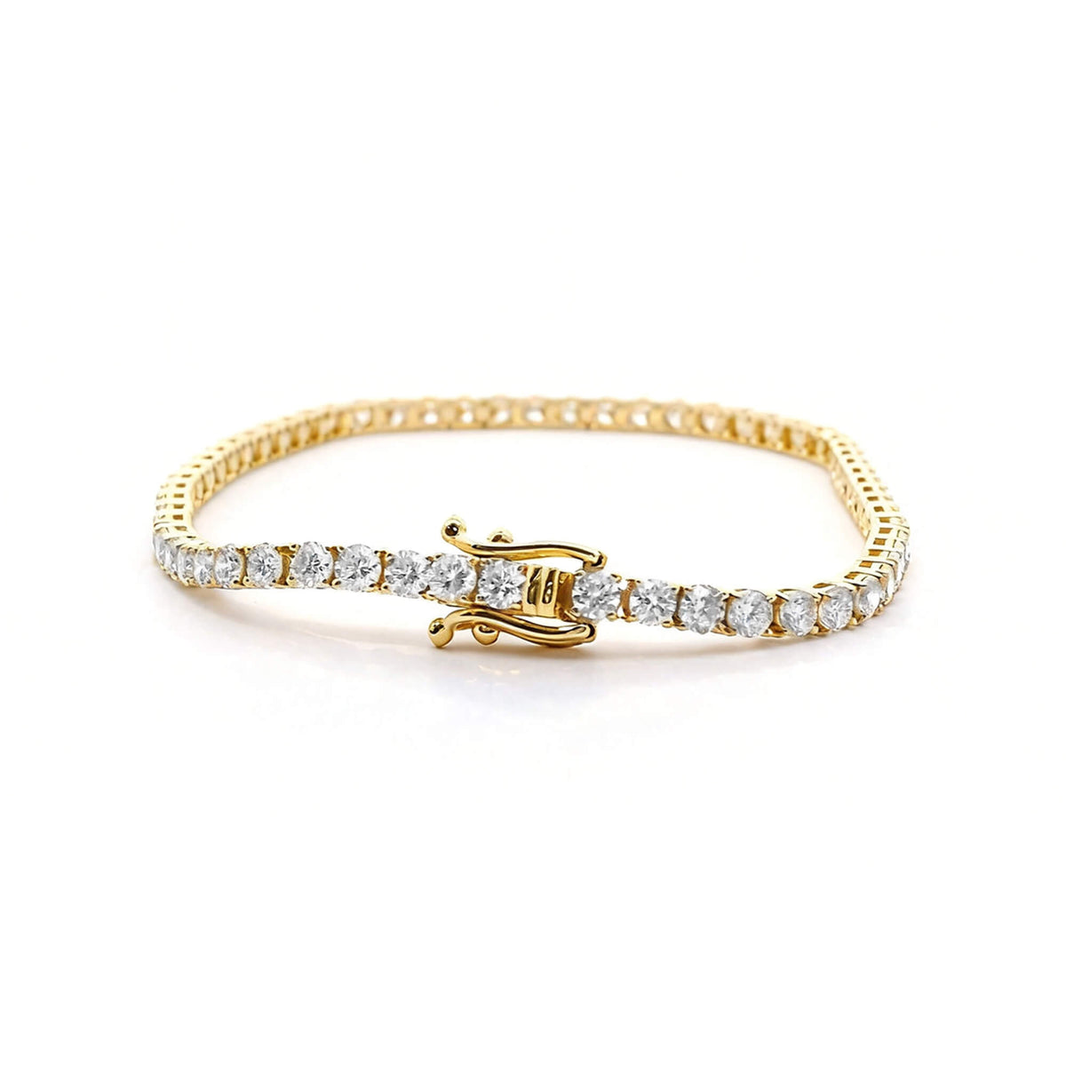 Natural 5.50 Ct. TW Round-Cut Diamond Bracelet, 14K Yellow Gold