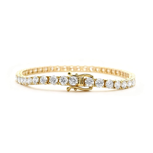 Natural 7.95 Ct. TW Round-Cut Diamond Tennis Bracelet, 14K Yellow Gold