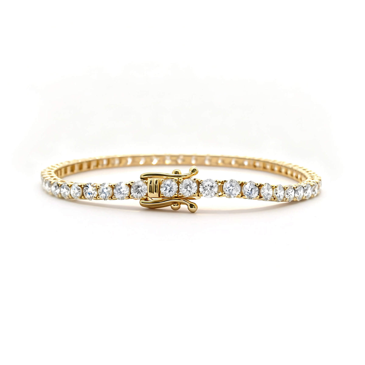 Natural 5.71 Ct. TW Round-Cut Diamond Tennis Bracelet, 14K Yellow Gold