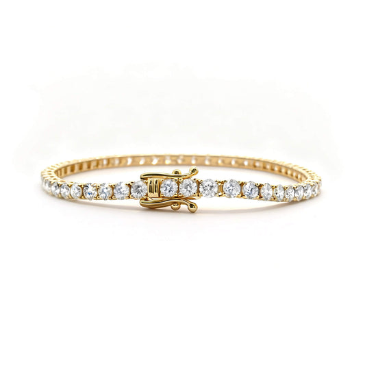 Natural 5.71 Ct. TW Round-Cut Diamond Tennis Bracelet, 14K Yellow Gold