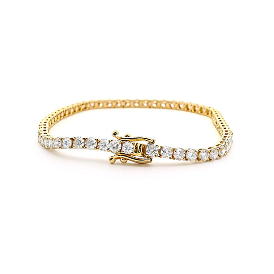 Natural 4.91 Ct. TW Round-Cut Diamond Tennis Bracelet, 14K Yellow Gold