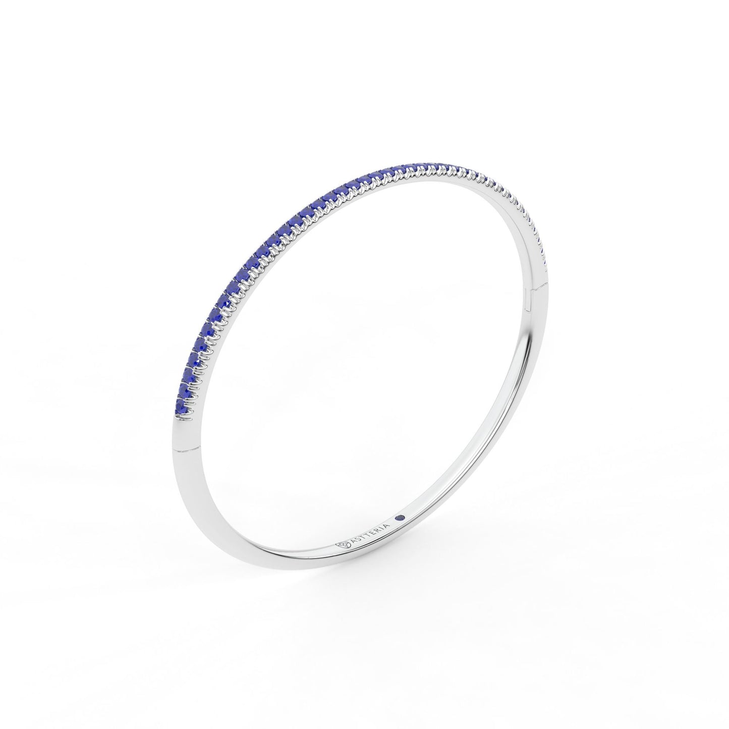 Centuria™ Bangle with Half Pavé blue sapphire, 14K white gold, 18K white gold