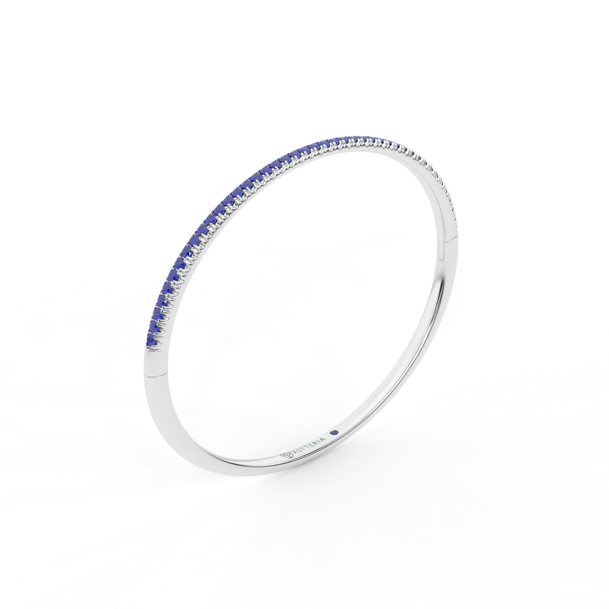Centuria™ Bangle with Half Pavé blue sapphire, 14K white gold, 18K white gold