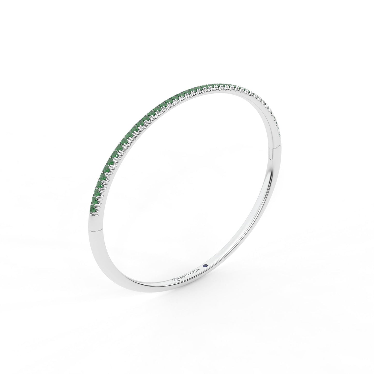 Centuria™ Bangle with Half Pavé emerald, 14K white gold, 18K white gold