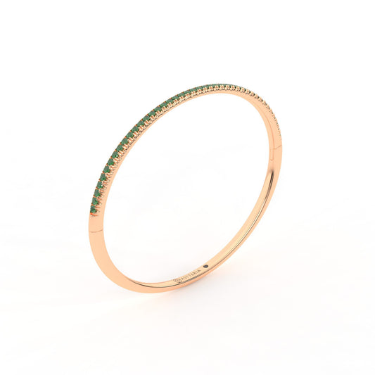 Centuria™ Bangle with Half Pavé emerald, 14K rose gold, 18K rose gold