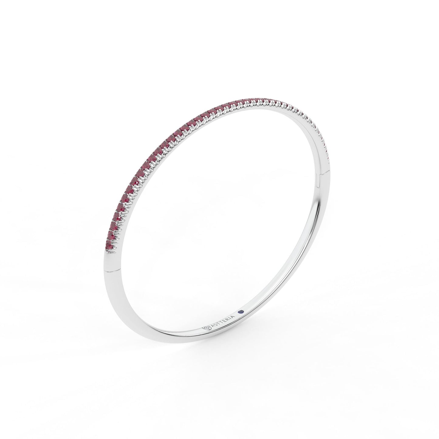 Centuria™ Bangle with Half Pavé ruby, 14K white gold, 18K white gold