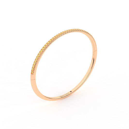 Centuria™ Bangle with Half Pavé yellow diamonds, 14K rose gold, 18K rose gold