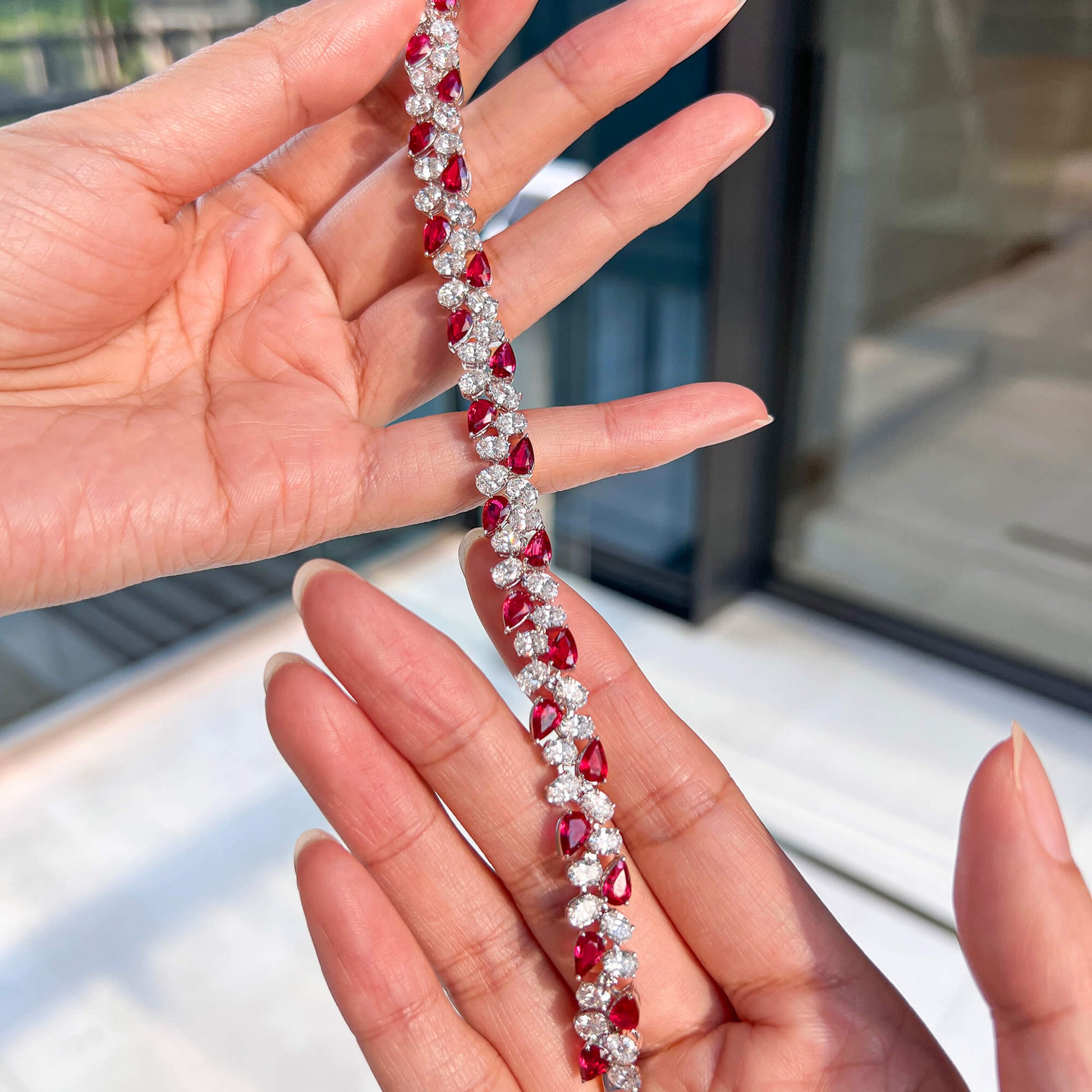 Natural Vivid Red Ruby Bracelet, 19.57 Ct. TW