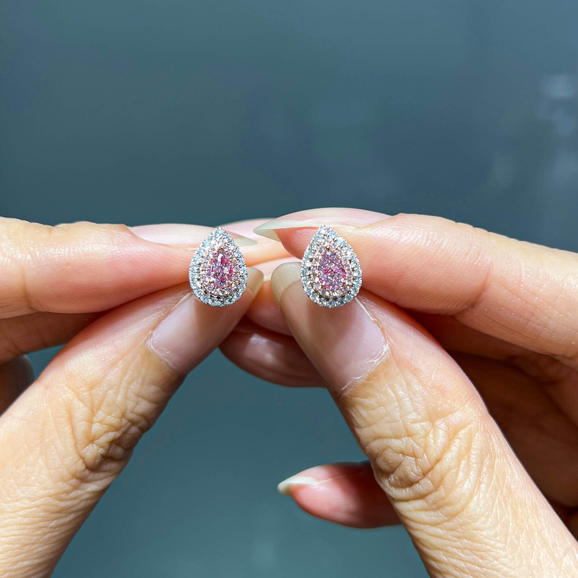 Light Pink Diamond Earrings, 1.01 Ct. TW, Pear shape, GIA Certified