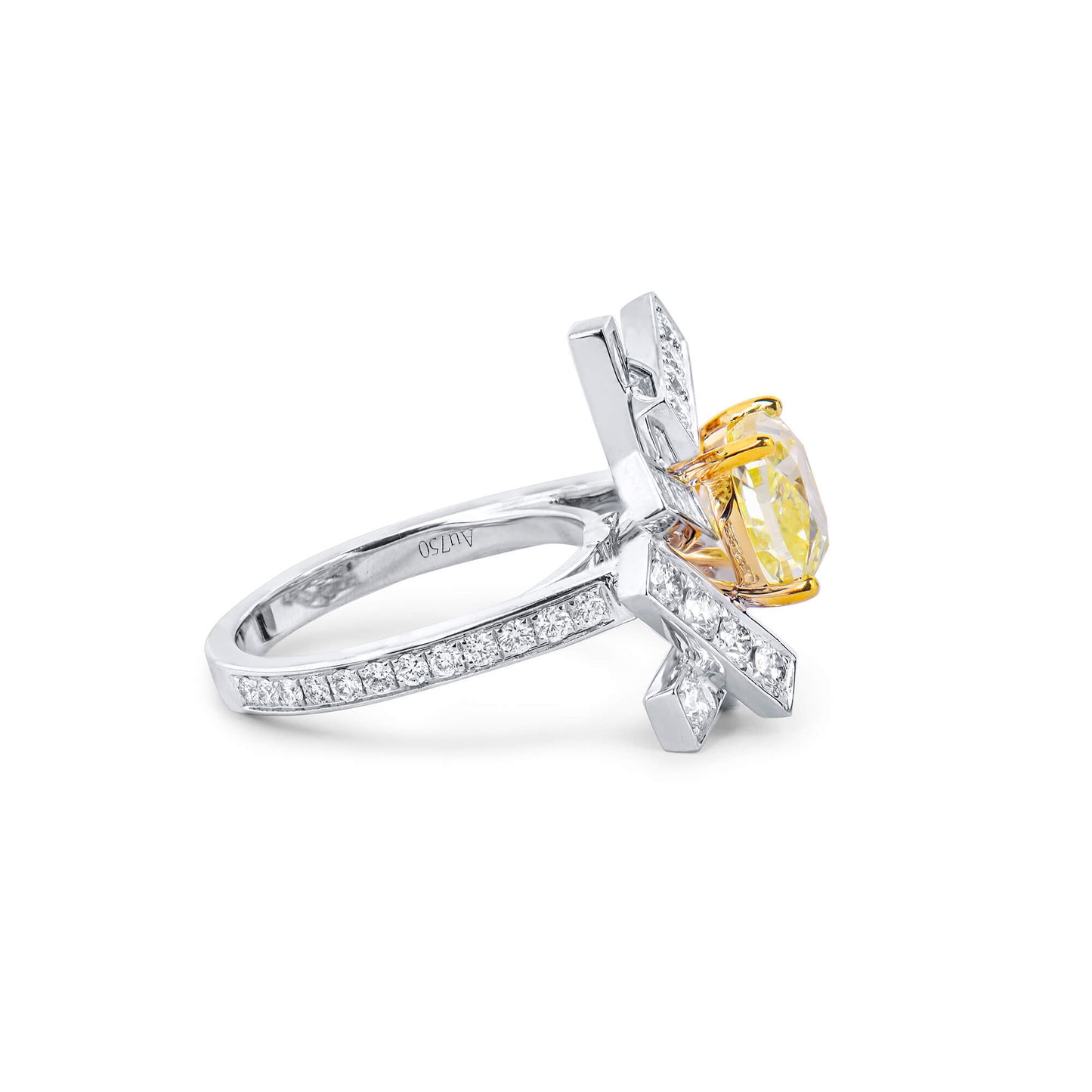 Fancy Yellow Diamond Ring, 4.93 Ct. TW, Cushion shape, GIA Certified