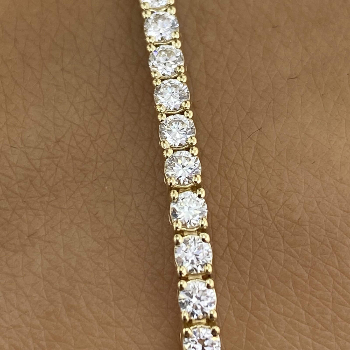 Natural 5.50 Ct. TW Round-Cut Diamond Bracelet, 14K Yellow Gold