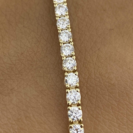 Natural 5.50 Ct. TW Round-Cut Diamond Bracelet, 14K Yellow Gold