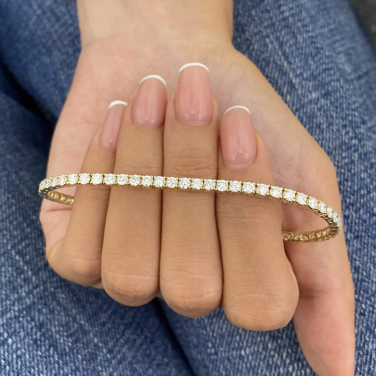 Natural 5.92 Ct. TW Diamond Tennis Bracelet, 14K Yellow Gold