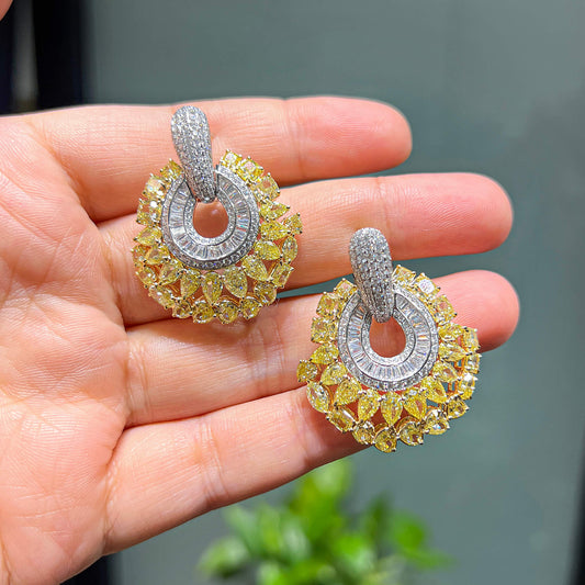 Fancy Yellow Diamond Earrings, 15.84 Ct. TW, MIX shape