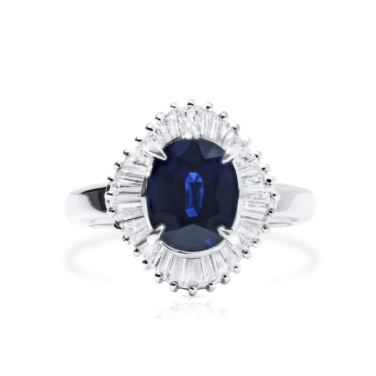 Natural 2.82 Ct. Oval-Cut Blue Sapphire & Diamond Halo Ring, 900 Platinum