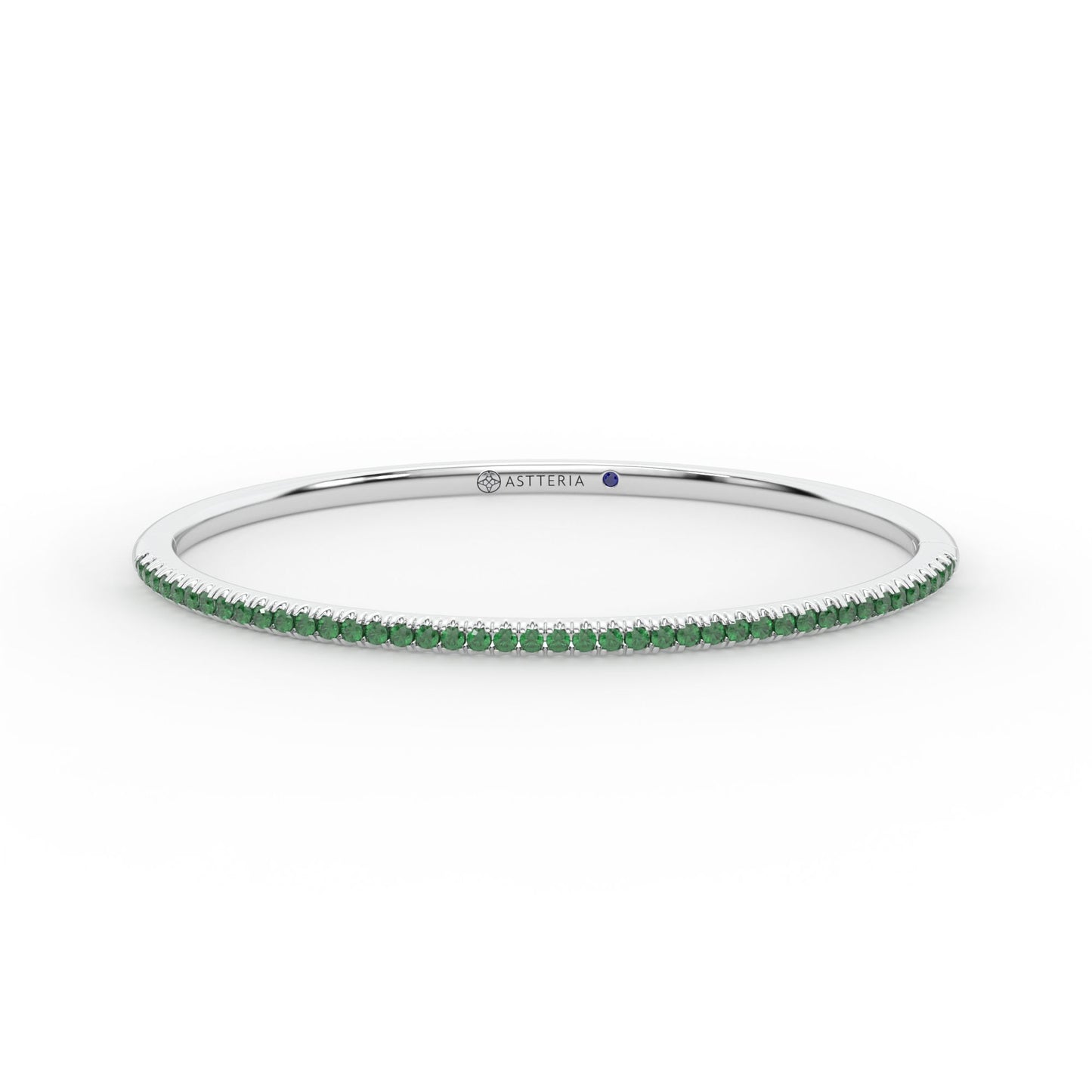 Centuria™ Bangle with Half Pavé emerald, 14K white gold, 18K white gold