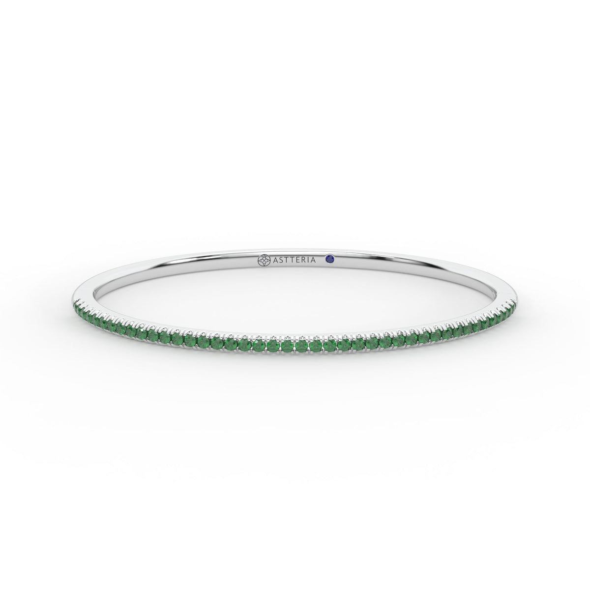 Centuria™ Bangle with Half Pavé emerald, 14K white gold, 18K white gold