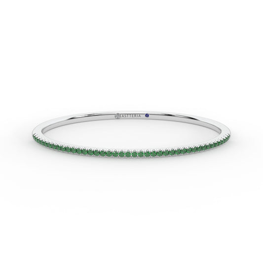 Centuria™ Bangle with Half Pavé emerald, 14K white gold, 18K white gold