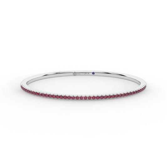 Centuria™ Bangle with Half Pavé ruby, 14K white gold, 18K white gold