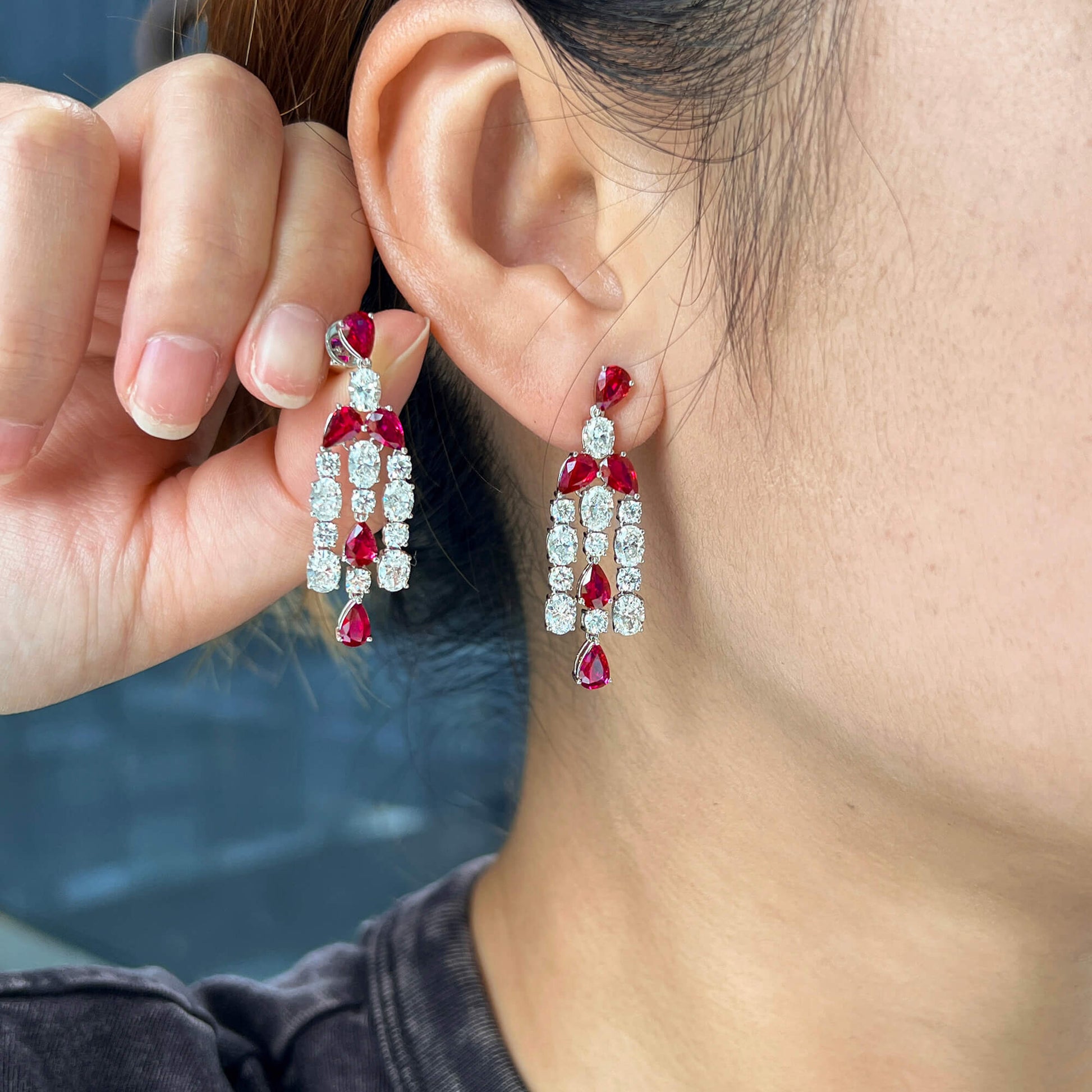Natural Vivid Red Ruby Earrings, 9.51 Ct. TW