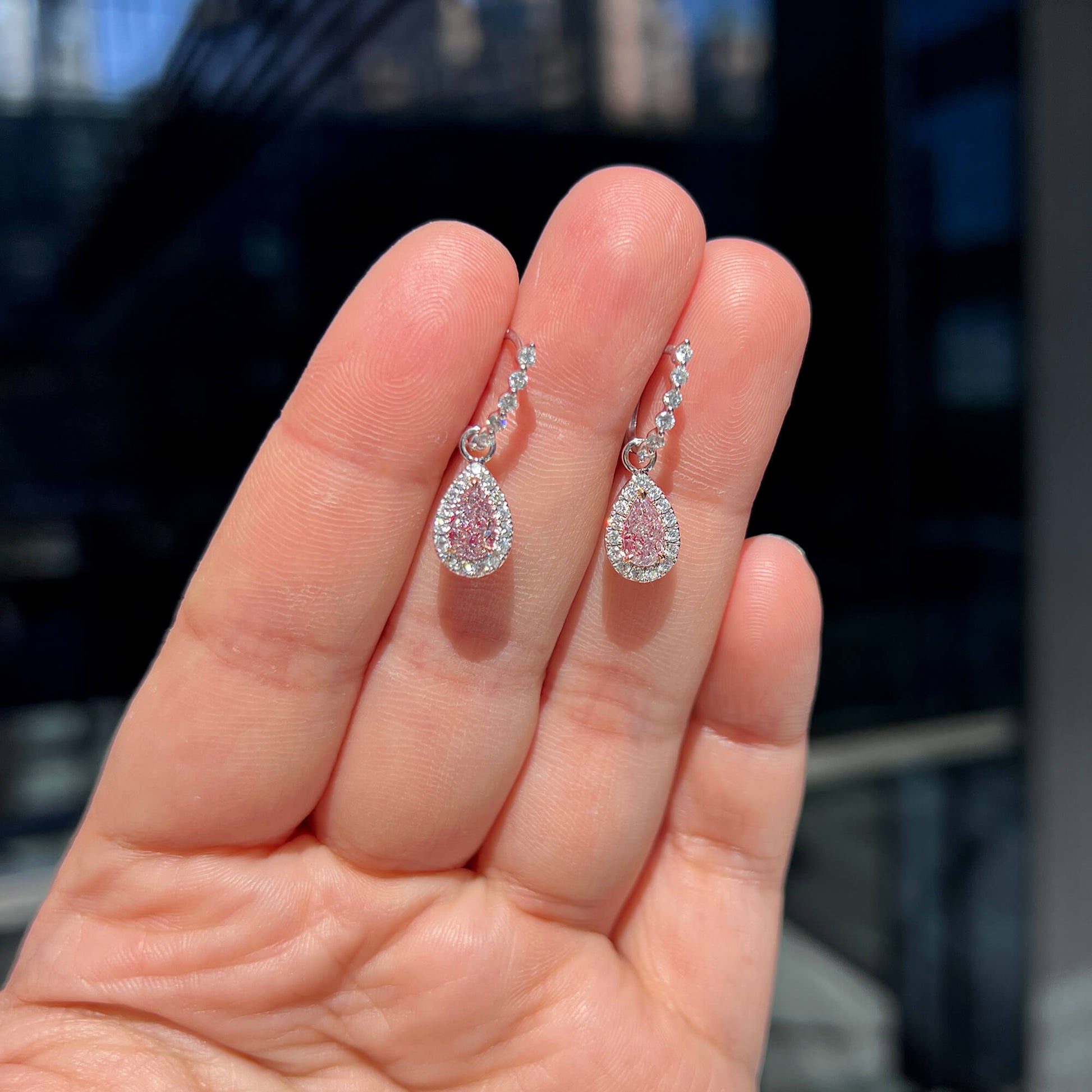 Light Pink Diamond Earrings, 1.60 Ct. TW, Pear shape, GIA Certified