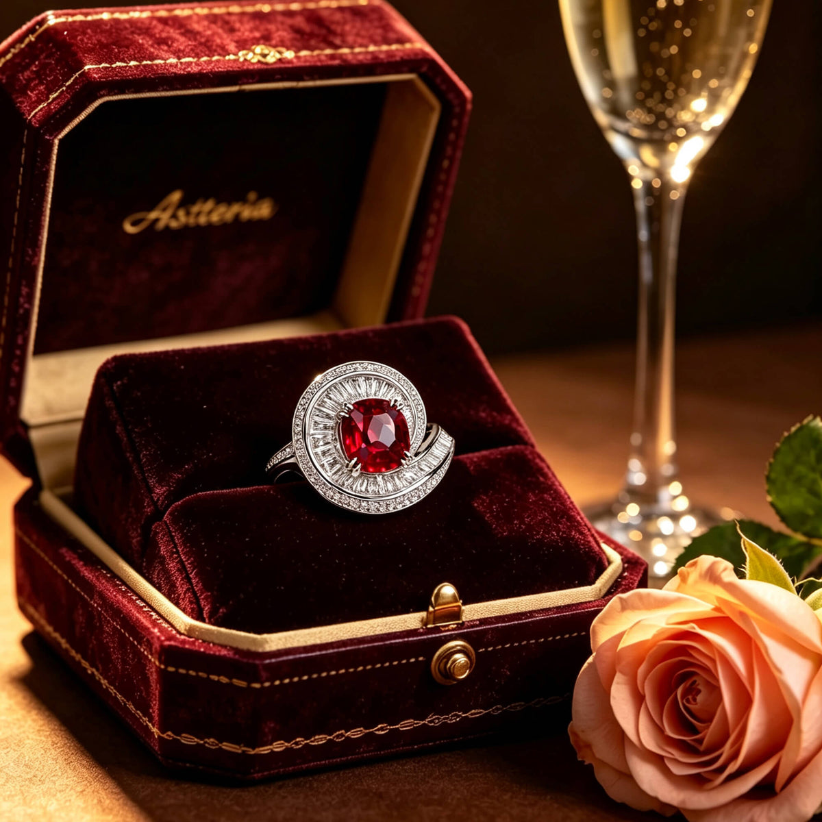 Natural 4.88 Ct. TW Cushion-Cut Vivid Red Ruby & Diamond Ring, 18K White Gold