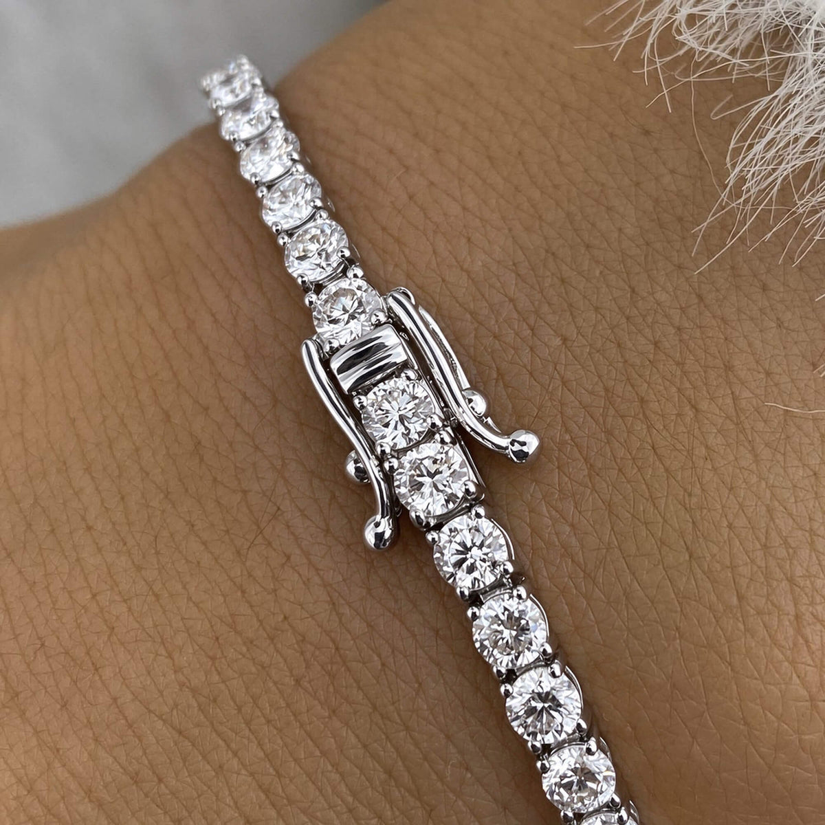 Natural 7.10 Ct. TW Diamond Tennis Bracelet, 14K White Gold