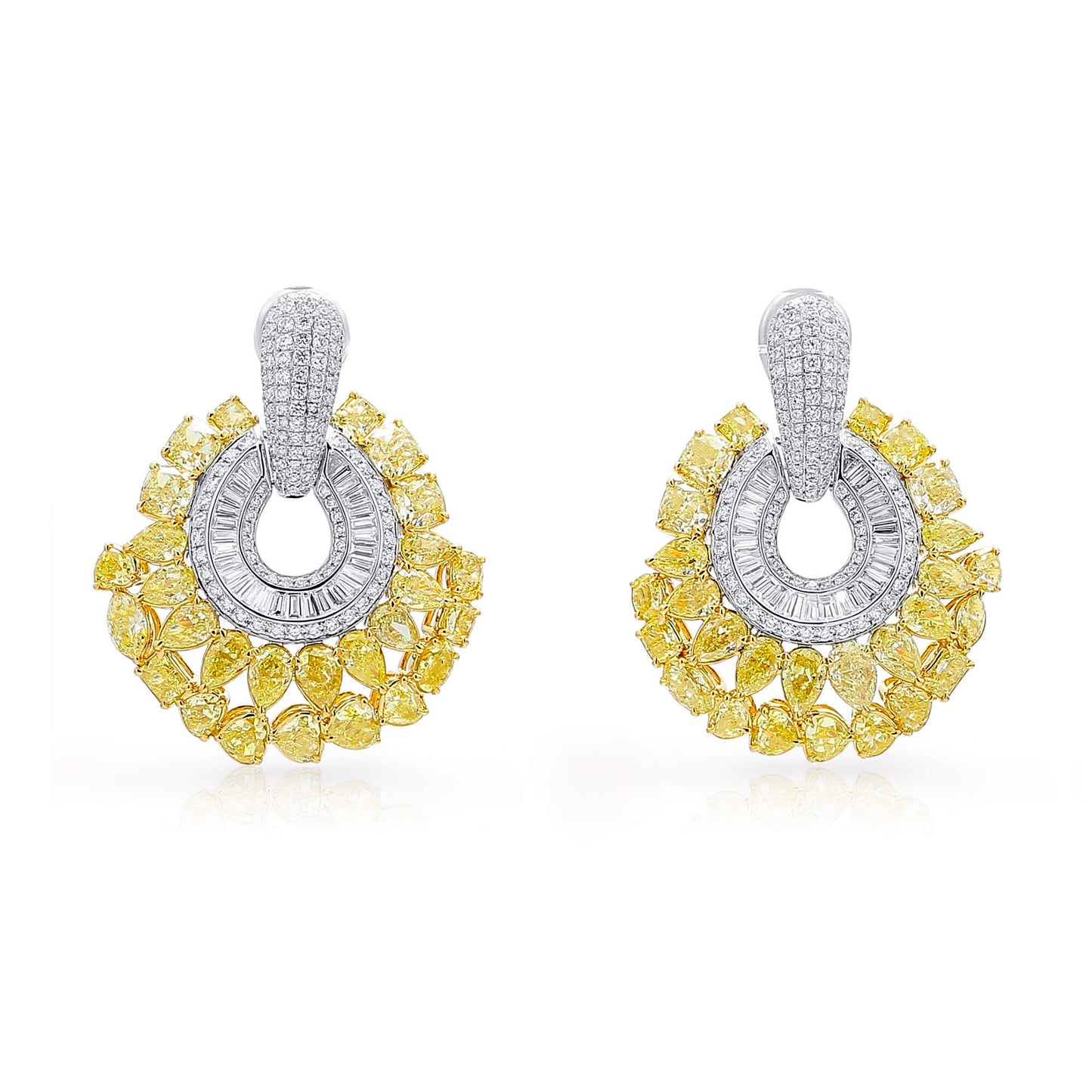 Fancy Yellow Diamond Earrings, 15.84 Ct. TW, MIX shape