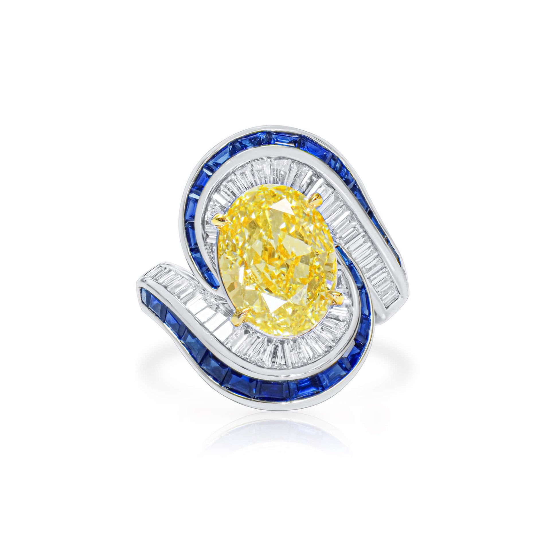 Fancy Light Yellow Diamond Ring, 8.79 Ct. TW, Oval shape, GIA Certified