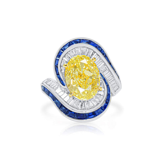 Fancy Light Yellow Diamond Ring, 8.79 Ct. TW, Oval shape, GIA Certified