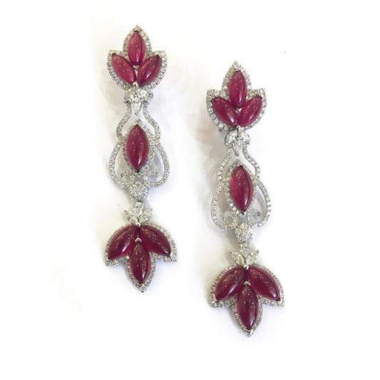 Natural Red Ruby Earrings, 59.41 Ct. TW, Mix shape, EG_LAB Certified