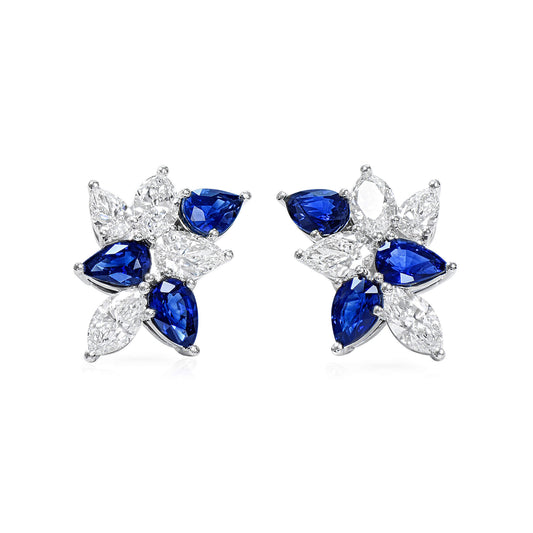 Natural Blue Sapphire Earrings, 5.54 Ct. TW, Pear shape, GIA Certified