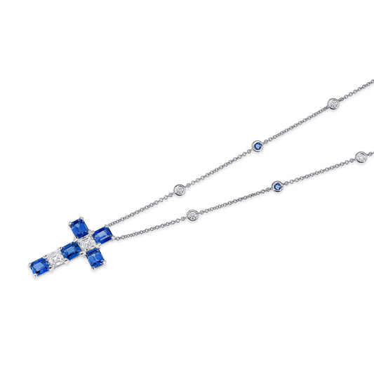 Blue Sapphire Pendant, 5.76 Ct. TW, Asscher shape IGI Certified