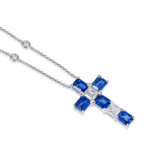 Blue Sapphire Pendant, 5.76 Ct. TW, Asscher shape IGI Certified