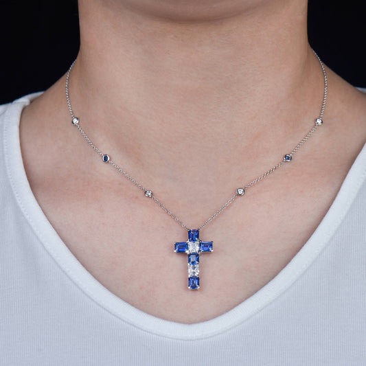 Blue Sapphire Pendant, 5.76 Ct. TW, Asscher shape IGI Certified