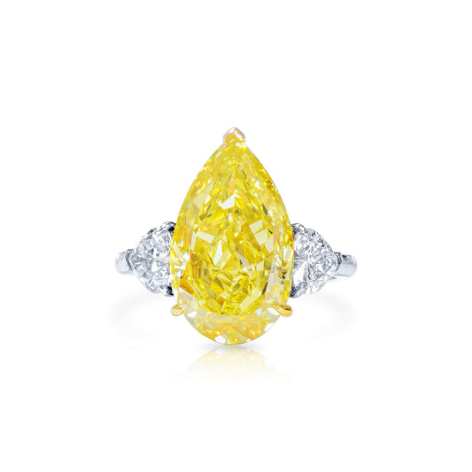 Fancy Brownish Greenish Yellow Diamond Ring, 10.02 Ct. TW, Pear shape, GIA Certified