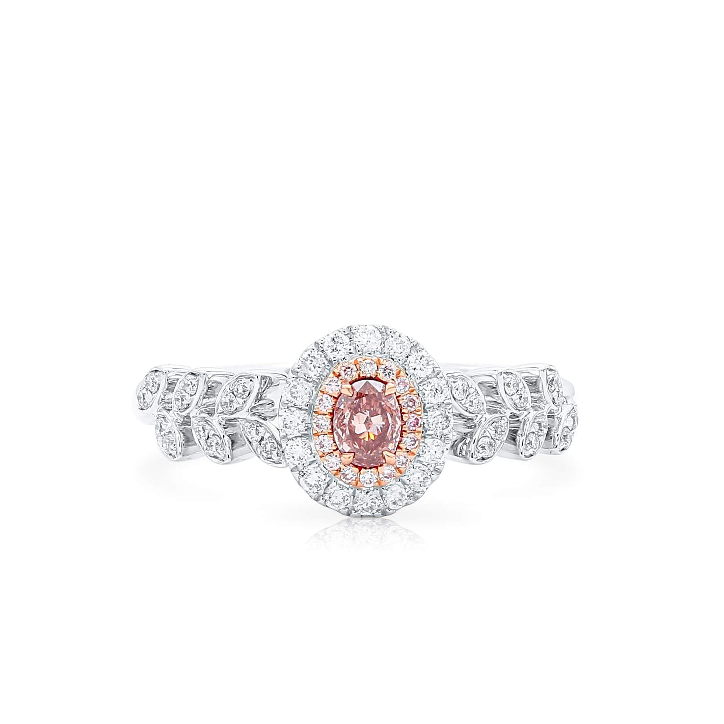 Fancy Brownish Orangy Pink Diamond Ring, 0.38 Ct. TW, Oval shape, GIA Certified