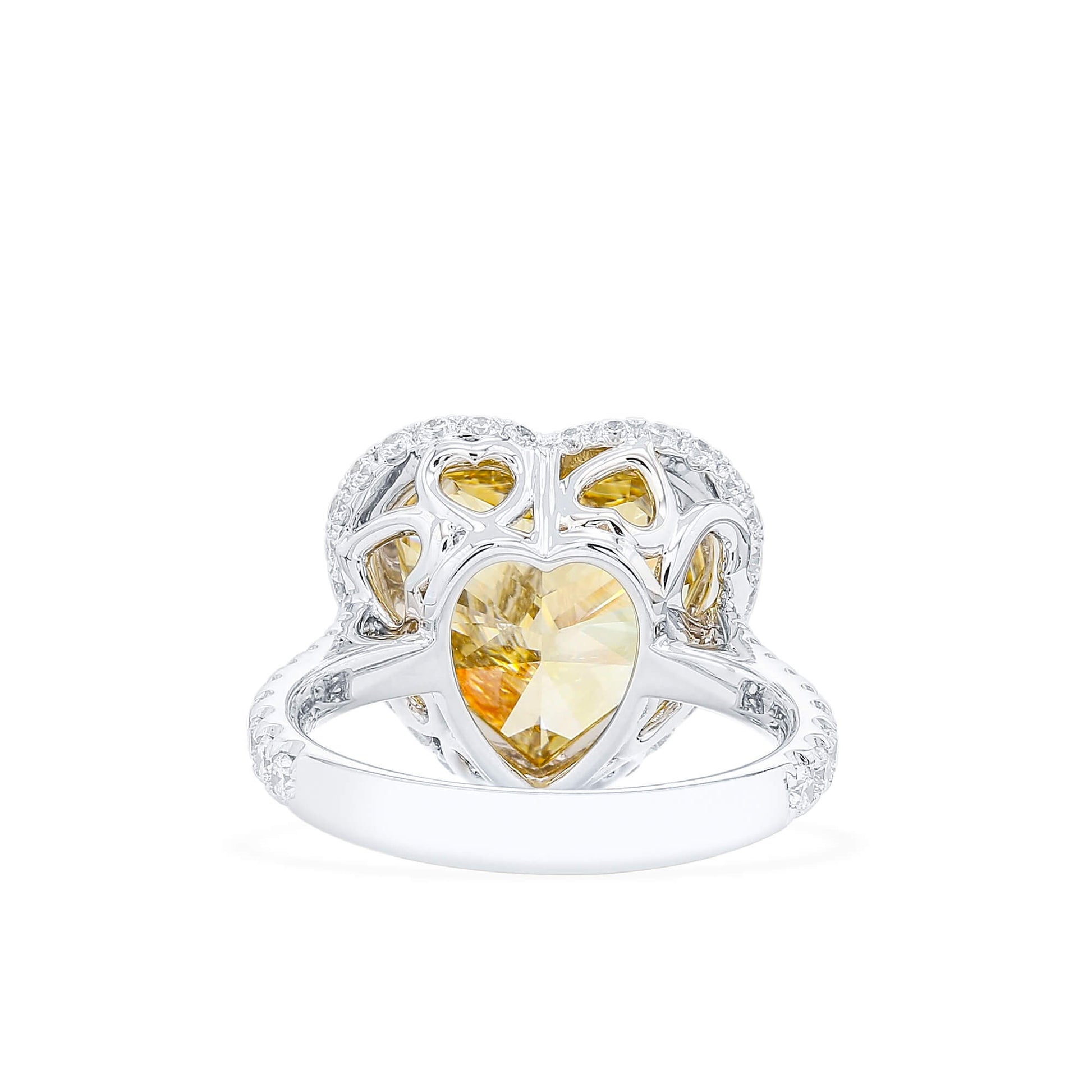 Natural Fancy Brownish Yellow Diamond Halo Ring, 18K White & Yellow Gold, Heart Shape, 8.64 Ct. TW