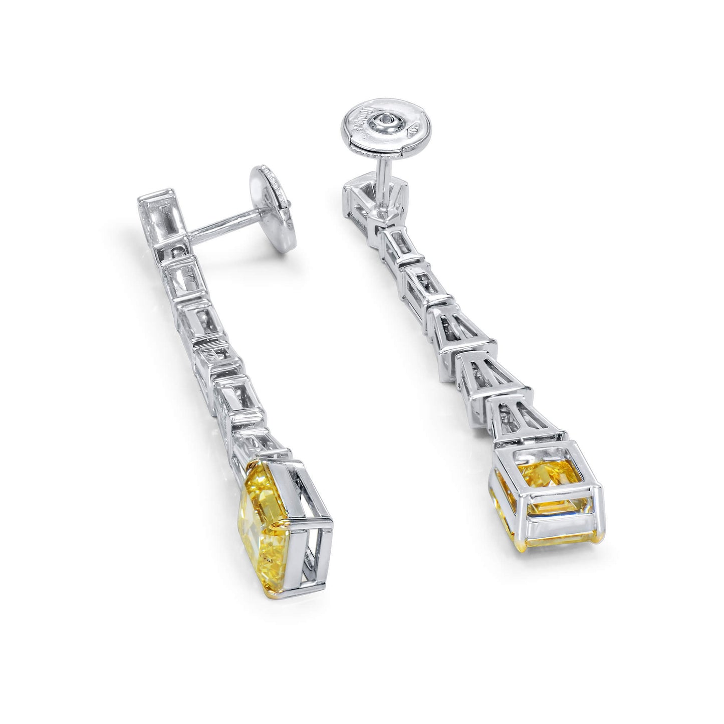 Fancy Intense Yellow Diamond Earrings, 8.06 Ct. TW, Emerald shape, GIA Certified