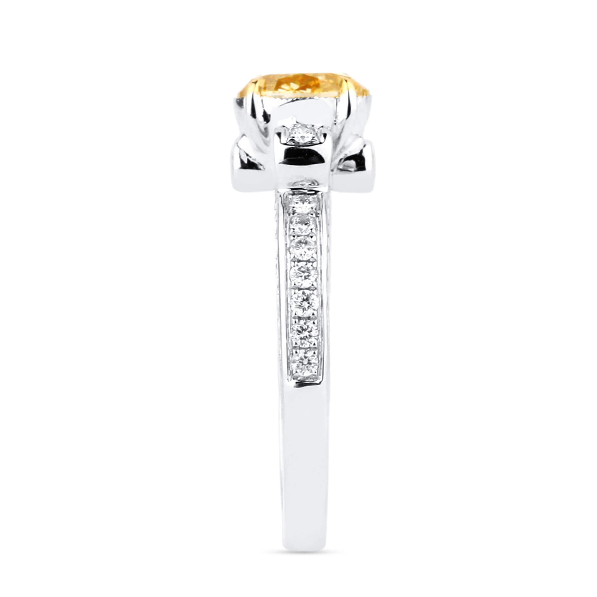 Fancy Intense Yellow Diamond Ring, 1.31 Ct. TW, Oval shape, GIA Certified