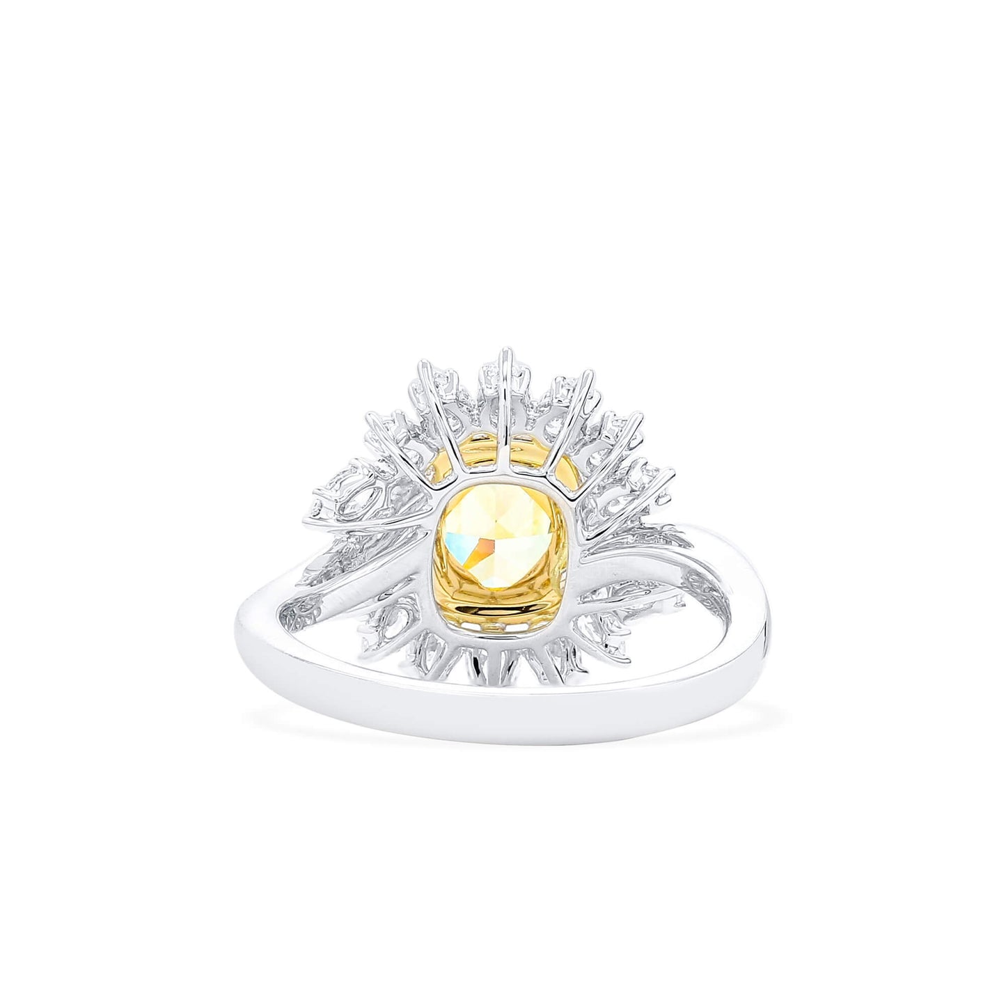 浓彩黄钻戒指，1.95 克拉总重，垫形，GIA 认证