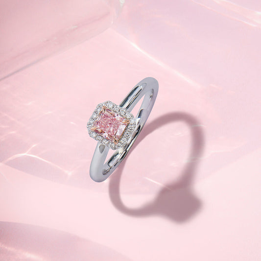 Fancy Light Pink Diamond Ring, 0.75 Ct. TW, Radiant shape, GIA Certified