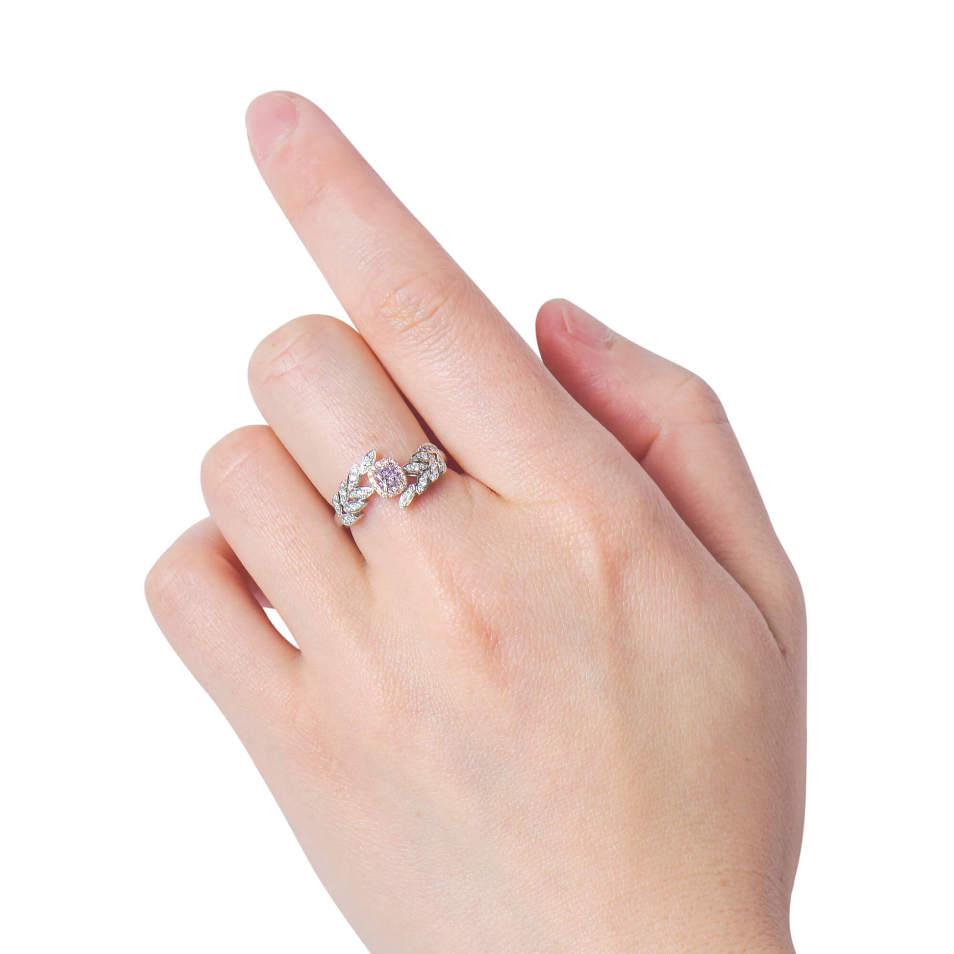 Fancy Light Purplish Pink Diamond Ring, 0.52 Ct. TW, Cushion shape, GIA Certified