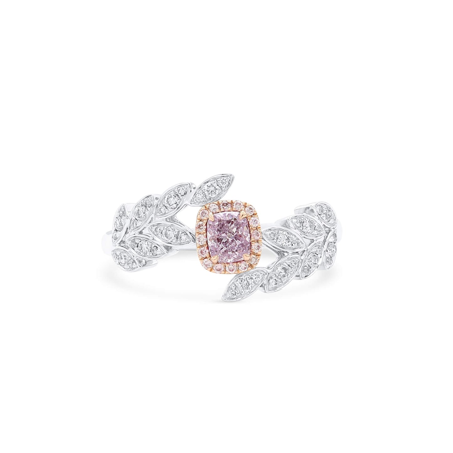 Fancy Light Purplish Pink Diamond Ring, 0.52 Ct. TW, Cushion shape, GIA Certified