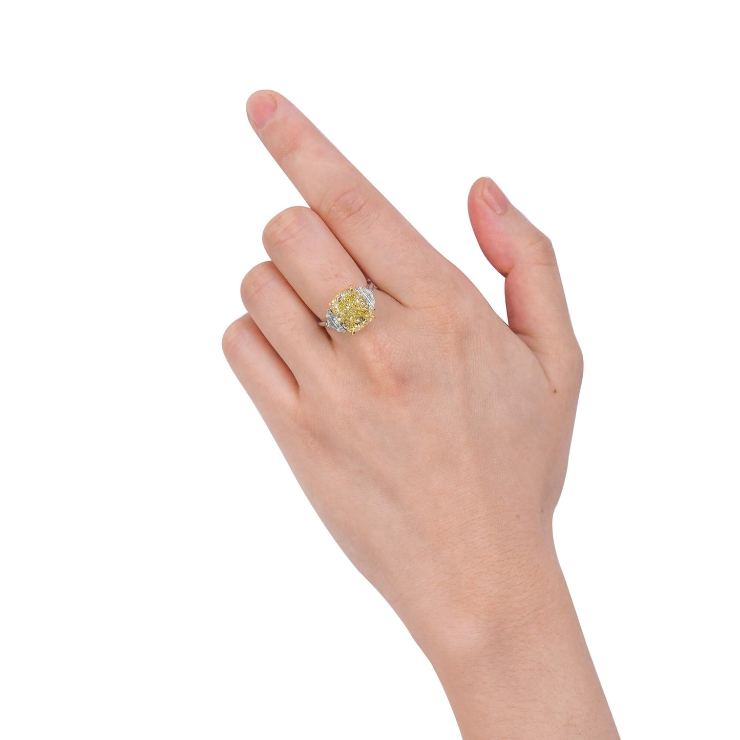 Fancy Light Yellow Diamond Ring, 8.04 Ct. (9.09 Ct. TW), Cushion Shape, 2215233870