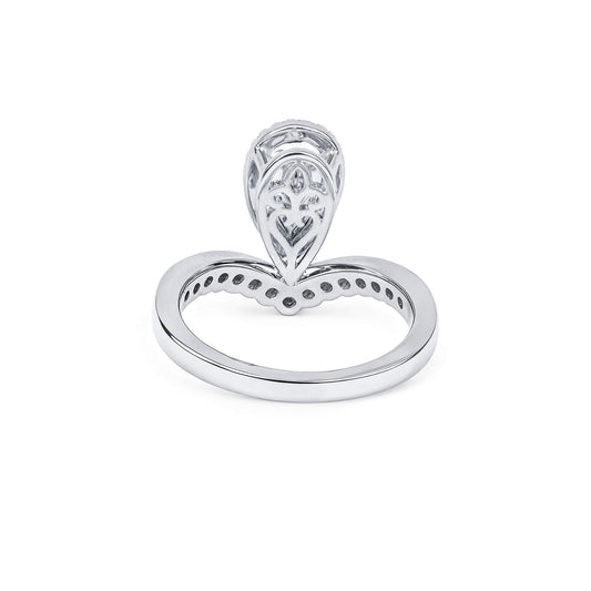 Natural Fancy Light Yellowish Green Diamond Halo Ring, 18K White Gold, Pear Shape, 1.51 Ct. TW