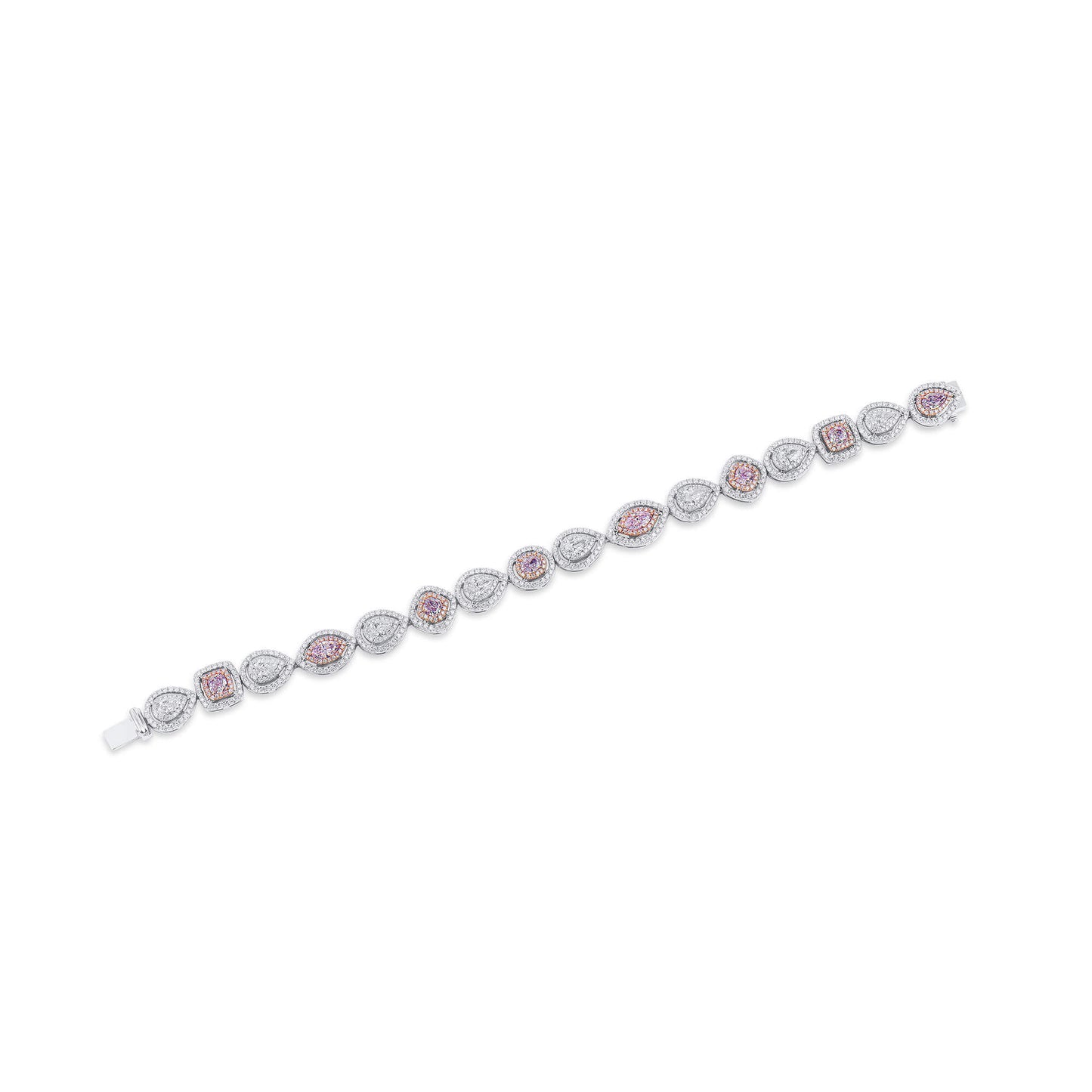 Natural 6.21 Ct. TW Fancy Pink Diamond Bracelet, 18K White & Rose Gold